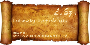 Lehoczky Szofrónia névjegykártya